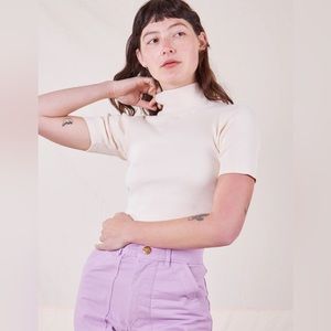 Big Bud Press Half Sleeve Turtleneck in Vintage White